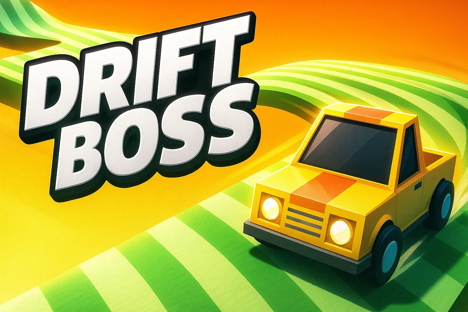 A yellow car with a green striped background.
